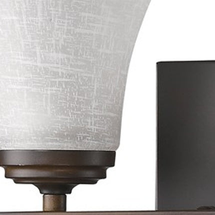8" Antiqued Bronze Metal and Glass Two Light Flush Mount Wall Light