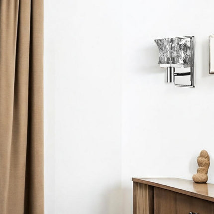 Arabella 1-Light Polished Nickel Sconce With Pressed Crystal Shade