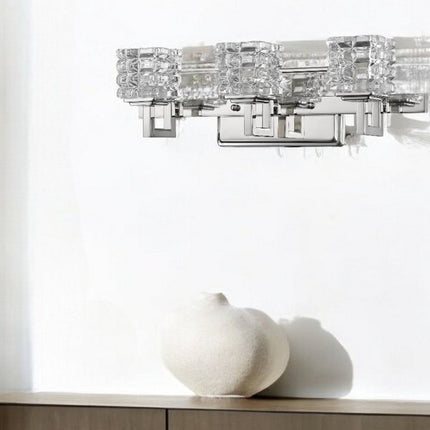Coralie 3-Light Polished Nickel Sconce With Pressed Crystal Shades