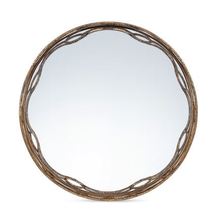 Set of Two Gold Round Ornate Framed Accent Mirrors