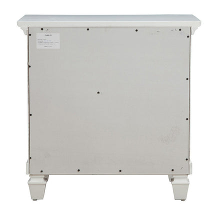 28" White Wood Three Drawer Nightstand
