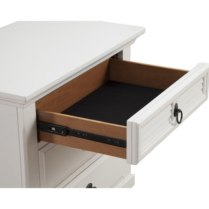 28" White Wood Three Drawer Nightstand