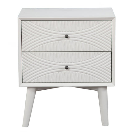 26" Solid Wood and Wood Two Drawer Nightstand