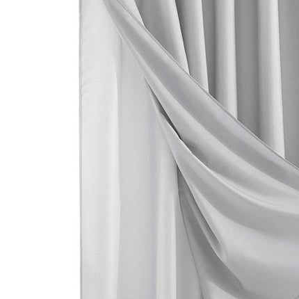 Silver Modern Grid Shower Curtain and Liner Set