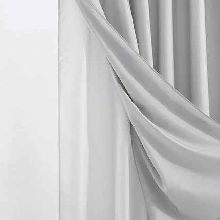Silver Modern Grid Shower Curtain and Liner Set