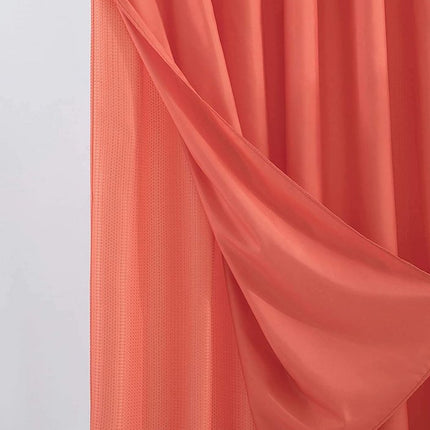 Coral Sheer and Grid Shower Curtain and Liner Set