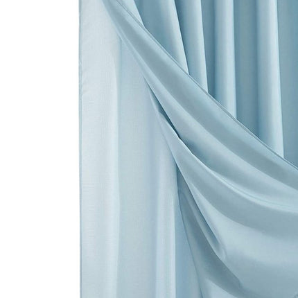Light Blue Sheer and Grid Shower Curtain and Liner Set