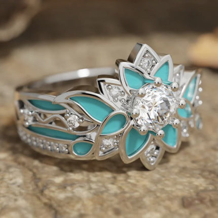 Oil-drop Ring With A Flower Design For Women