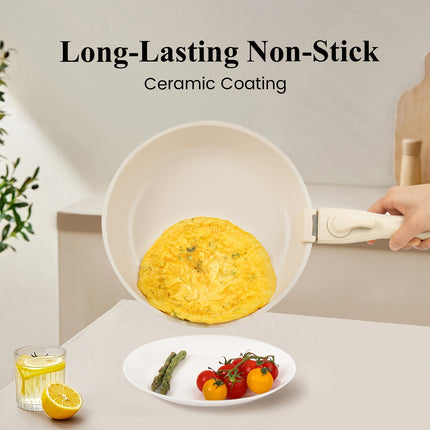 5pcs Ceramic Nonstick Kitchen Pots And Pans Set Cookware Sets With Detachable Handle,