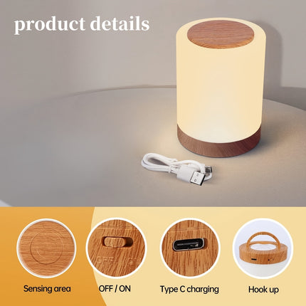 2pcs LED bedside lamp, night light with timing function, three lighting modes to choose from