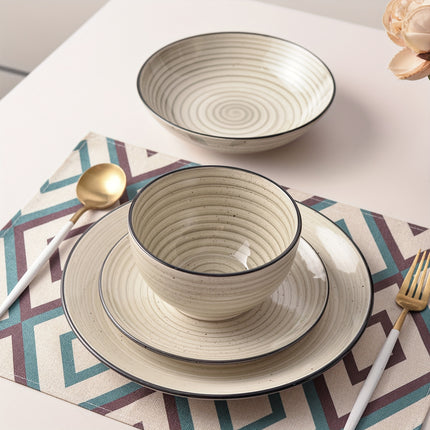 24pcs Dinnerware Collection, Including Plates And Bowls, Designed for Six People, Featuring Scratch-Resistant Dishes