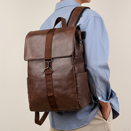 Solid Color Large Capacity Men'S Business Casual Retro Commuting Travel Bag, Laptop Bag,