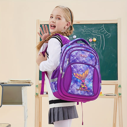 Kids' Backpack, Cute Cartoon Korean Style, Multi-Layer Lightweight Durable, Polyester Lined