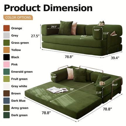 Sofa Bed, Folding Floor Couch,CompressedConvertable Sleeper Sofa,Memory Foam Couch