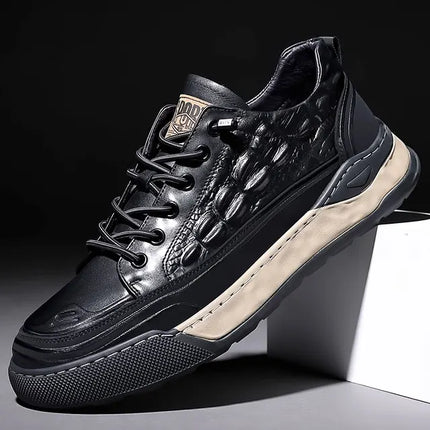 New Male Shoes Lace Up Real Leather Sports Sneakers Fashion Genuine
