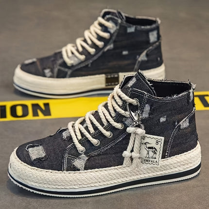Men'S Retro Retro High-top Shoes, Comfortable And Non-slip Casual Lace-up Canvas Sneakers,