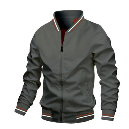 Men's Striped Zip-up Jacket With Pockets Fashion Casual Outerwear Sports Baseball Clothing Spring And Fall