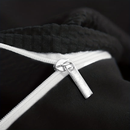 1 Set Seersucker Bed Set - King Size Duvet Cover & 2 Pillowcases (Queen Compatible)