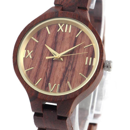 Folding Clasp High Quality All Wood Ebony Quartz Watch