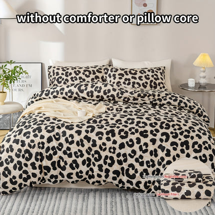 3pcs Leopard Print Duvet Cover Set - & Animal Print, Zipper Closure, Machine Washable