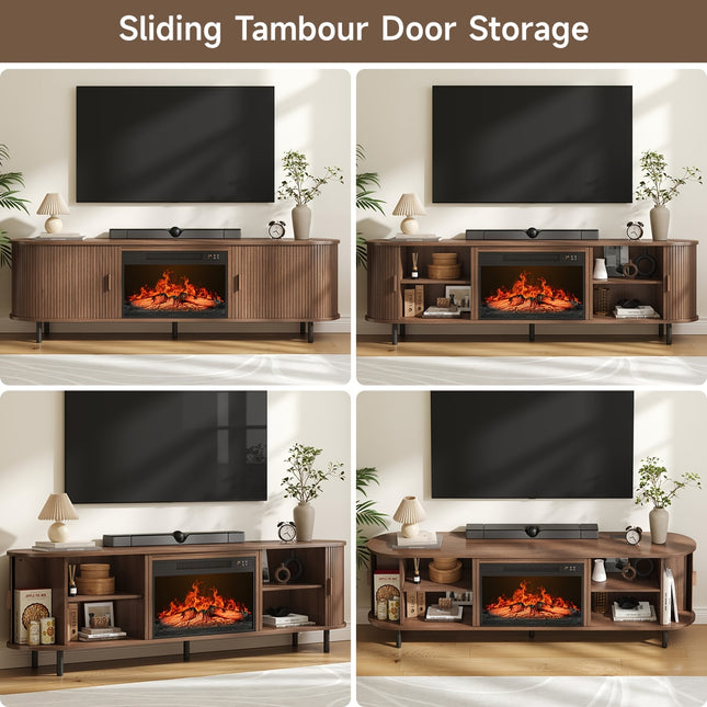 TV Stand with 23-Inch Wall-Fireplace - Suitable for TVs Up to 80"