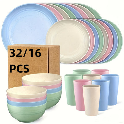 32/16pcs Large Size Dinnerware Set Service for 8/4, Includes Dinner Plate, Dessert Plate, Cereal Bowl, Cup