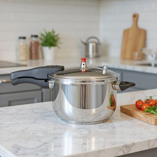 30/32cm Stainless Steel Pressure Cooker  Red Valve Safety Design, Gas/Induction/Outdoor Use