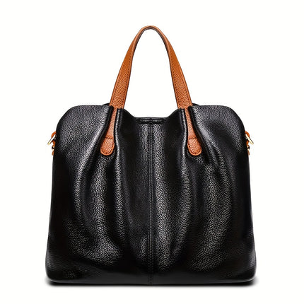 Luxury Genuine Genuine Leather Tote Bag for Women - Large Capacity, Two