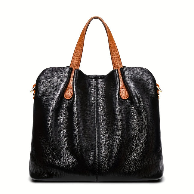 Luxury Genuine Genuine Leather Tote Bag for Women - Large Capacity, Two