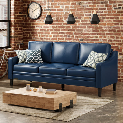 Sofa Suitable for High-Traffic Areas & Pet-Friendly - Slipcovered Synthetic Leather Couch