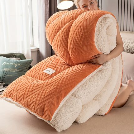 1pc Contemporary Quilted Comforter, Medium Weight Polyester 100% with Microfiber Filling,