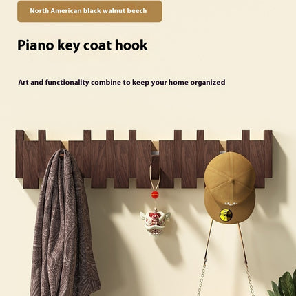 Solid Wood Simplicity Keys Clothes Hook Wall Home Door Hallway Hanger Punch-free