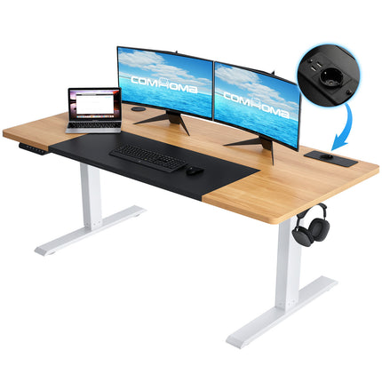 Electric Sit-Stand Desk 160 x 70, Height-Adjustable Table with 2 Memory Settings for Office and Bedroom