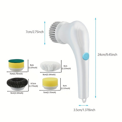 Electric Rotary Scrubber, Cordless Handheld Cleaning Brush With 5 Replaceable Brush Heads