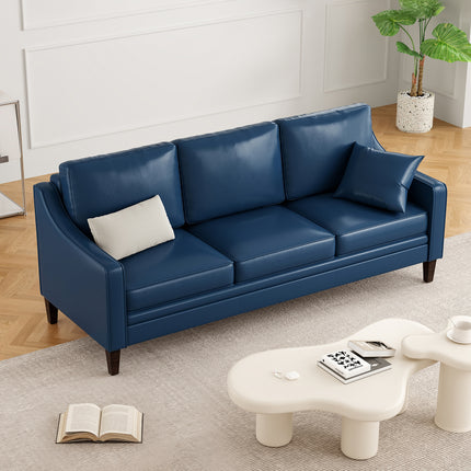 Sofa Suitable for High-Traffic Areas & Pet-Friendly - Slipcovered Synthetic Leather Couch