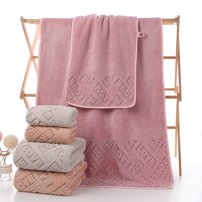 2pcs Luxury Textured Towel Set - Ultra Absorbent, Soft, And Skin-Friendly Bathroom And Home Towels