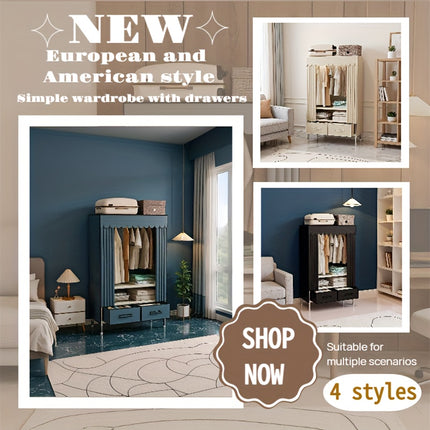 A Large-Capacity Standalone Wardrobe Storage Cabinet with Shelves And Hooks