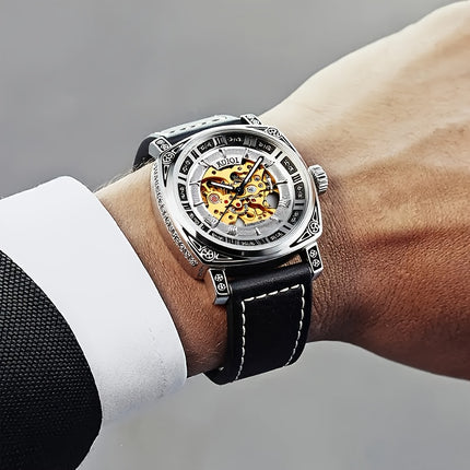 Men'S Top Brand Automatic Skull Fashion Business Mechanical Watch, Without Battery