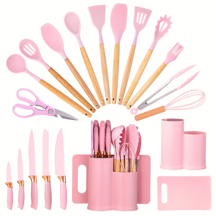 19pcs Modern Black Kitchen Knife & Cuisine Set  Professional Blade Collection with Ergonomic