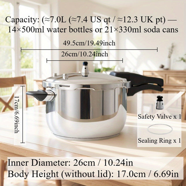 26cm/10-inch Heavy-Duty Pressure Cooker - Stainless Steel Construction, 50% Faster Cooking