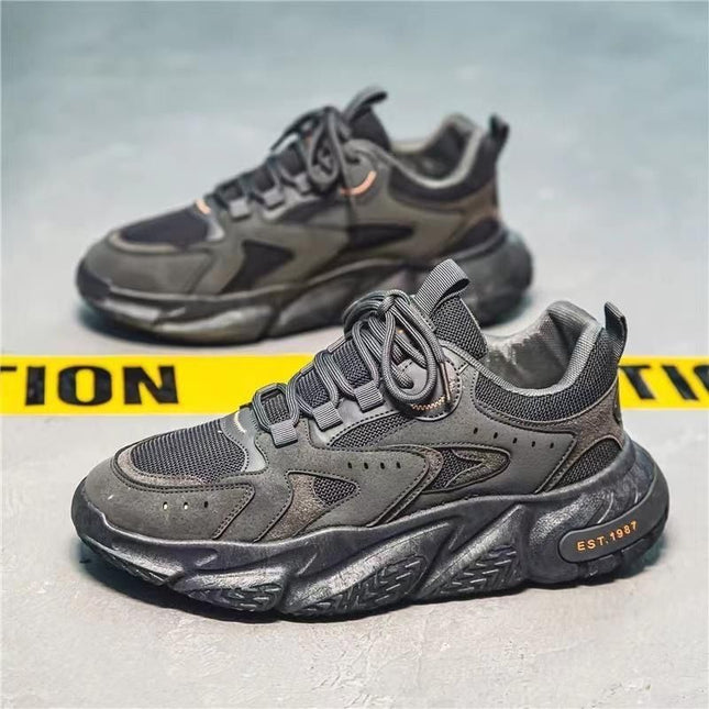 Men's Breathable Mesh Sports Sneakers -  & PVC Low-Top Cushioning Running Shoes