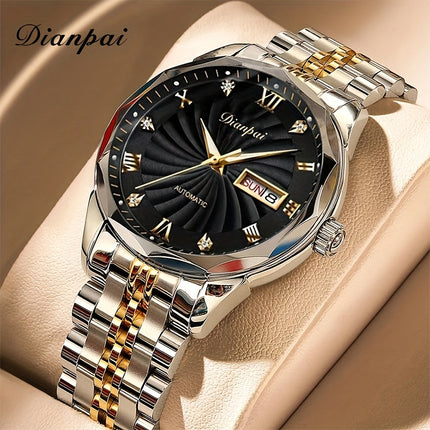 A Stylish Automatic Mechanical Watch for Men with a Calendar, Luminous Hands