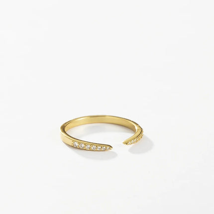S925 Sterling Silver Double-Tip Open Ring Trendy Crescent Design