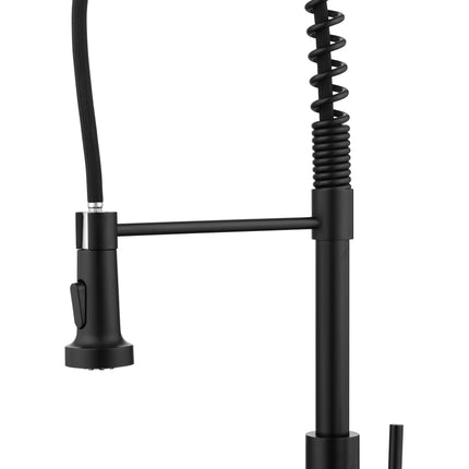 Spring kitchen faucet with pull-out sprayer, stainless steel single handle single hole kitchen sink faucet