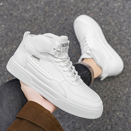 Men'S White Low-Top Sneakers - Casual Skate Shoes with Lace-Up Closure,