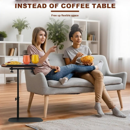360° Rotating & 180° Flip TV Tray Table with Adjustable Height - Heavy-Duty Iron Construction