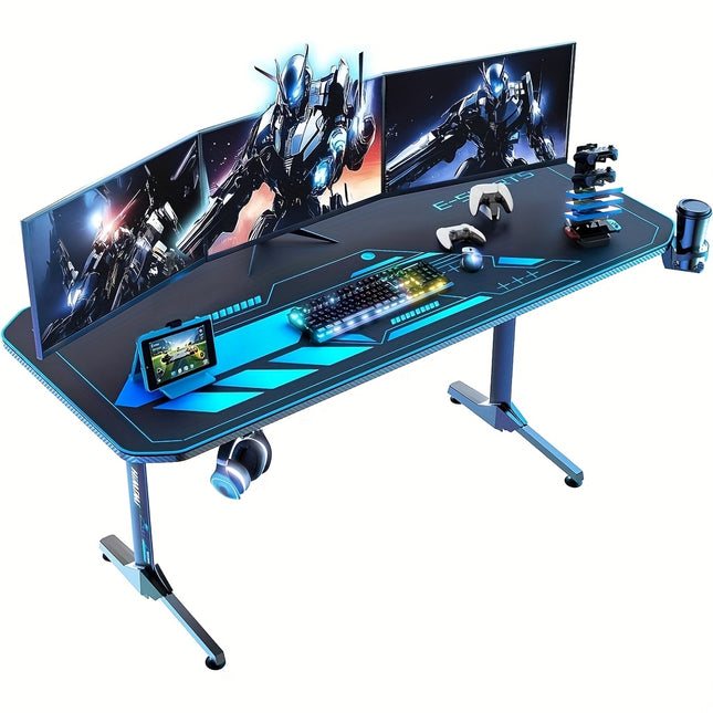 Gaming Desk 160 X 75cm, Ergonomic Computer Desk with Mouse Pad for Home Office