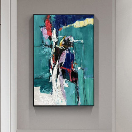 Handmade Oil Painting Canvas Wall Art Decoration Modern Abstract Texture Blue And Green For Home Living Room Decor Entrance Niche Art Installation Rolled Frameless Unstretched Painting