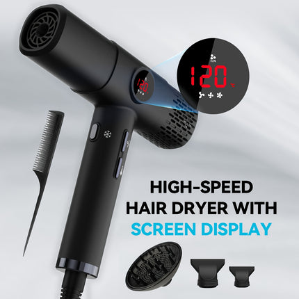 European Standard High-Speed Hair Dryer, Compact and Portable Hair Dryer with Two Nozzles, 1 Air Diffuser