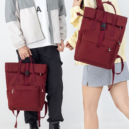New Large-Capacity Rolled-Edge Backpack Suitable for 15.6-Inch Laptops, Ideal for Both Male And Female Students